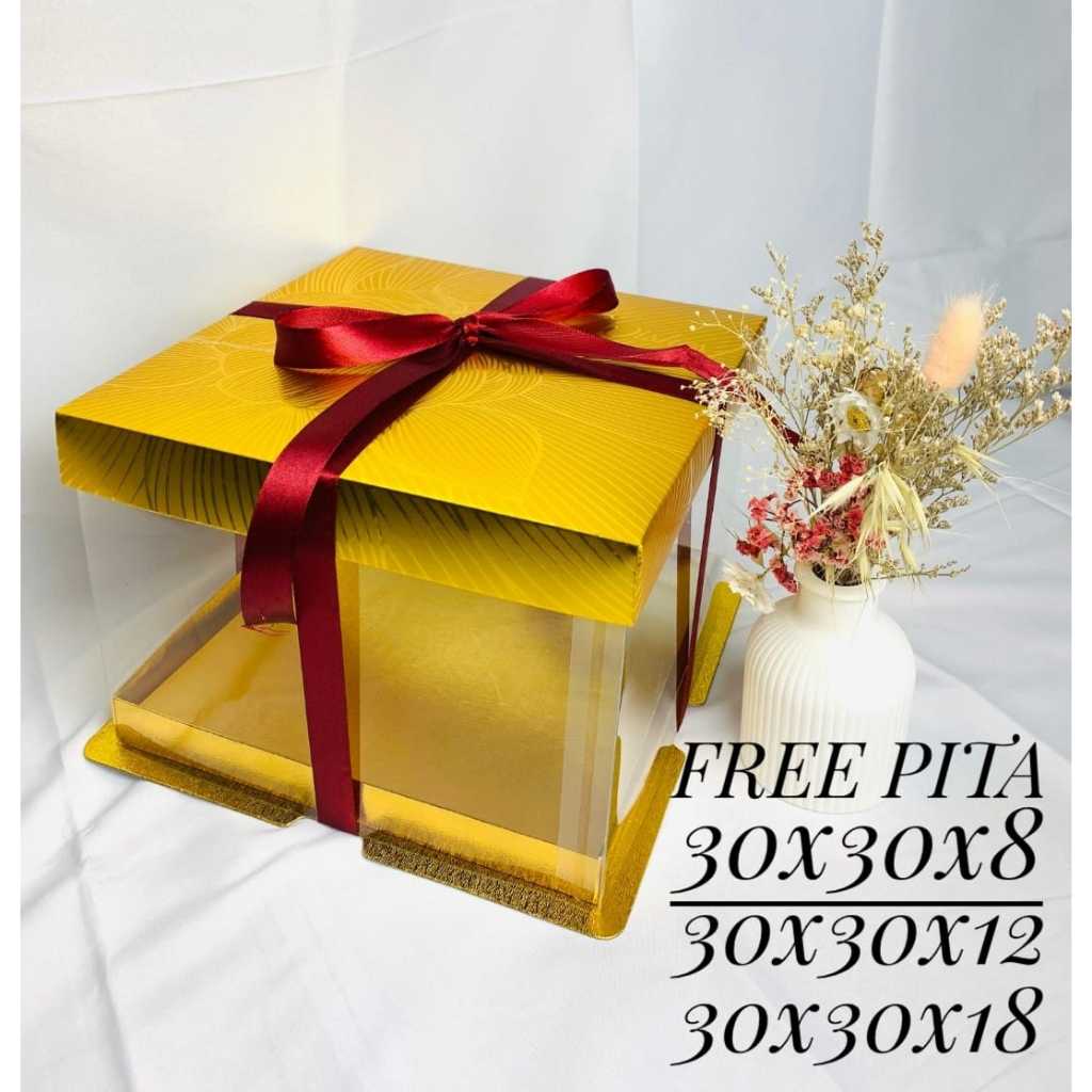 

Kotak Kue Box Mika Cake Box 30x30 cm Box Puding Kotak Kue Mika Transparan PET Kotak Kado Gift Box Kotak Hantaran Dus Cupcake ToplesDus Hadiah - Tutup Warna