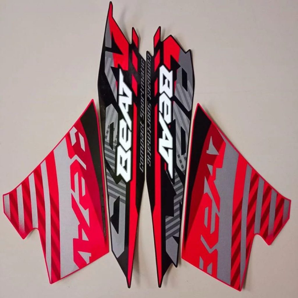 STRIPING STIKER LIS BODY MOTOR HONDA BEAT 2021 MERAH HITAM ORIGINAL