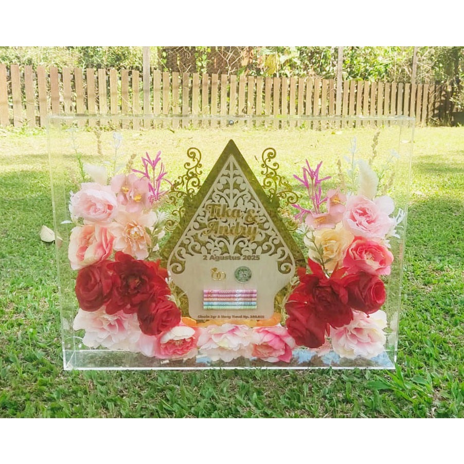 Mahar Uang Mahar Pernikahan Mahar Gunungan jawa Dengan bahan Akrilik Dengan Bunga Moderen dan HArga 