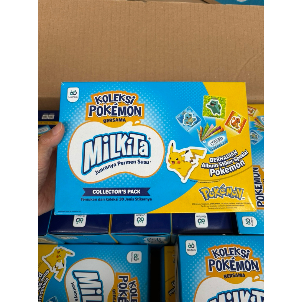 

agen distributor makanan ringan snack cemilan permen milkita box pokemon collectors pack free album sticker special murah berkualitas