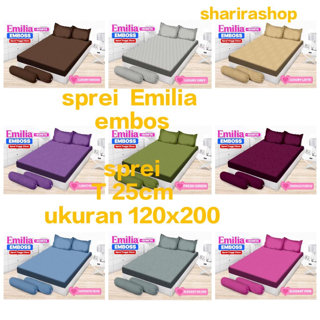 SPREI EMILIA POLOS NO 3,SPREI BONITA MURAH, SPREI POLOS Embos, SPREI UKURAN 120X200CM