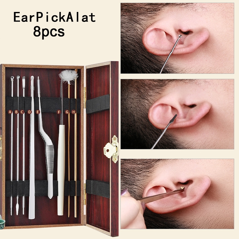 8pcs Set Pembersih Telinga Alat Pembersih Telinga 1 Set Alat Pembersih Kuping Korek Telinga Pengorek