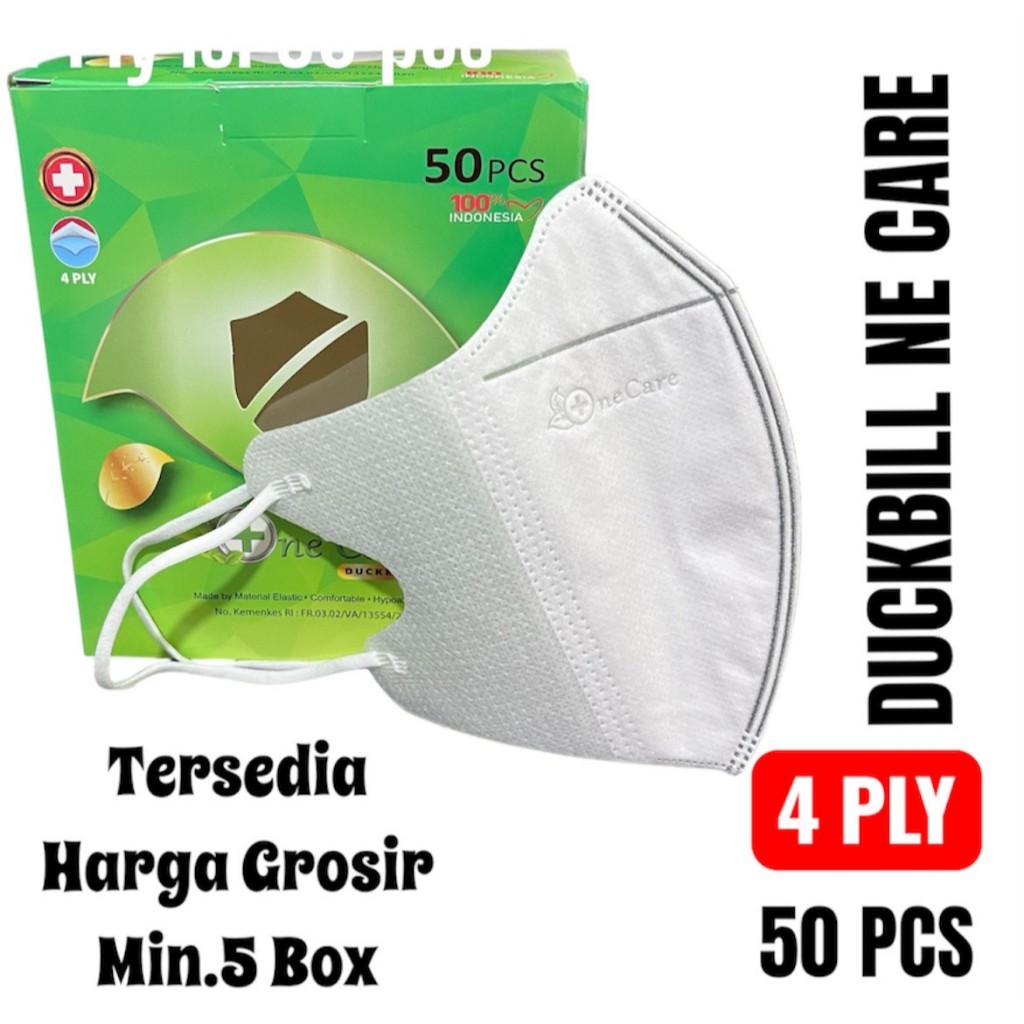 Masker Duckbill Ne Care 4 ply Embos isi 50 pcs