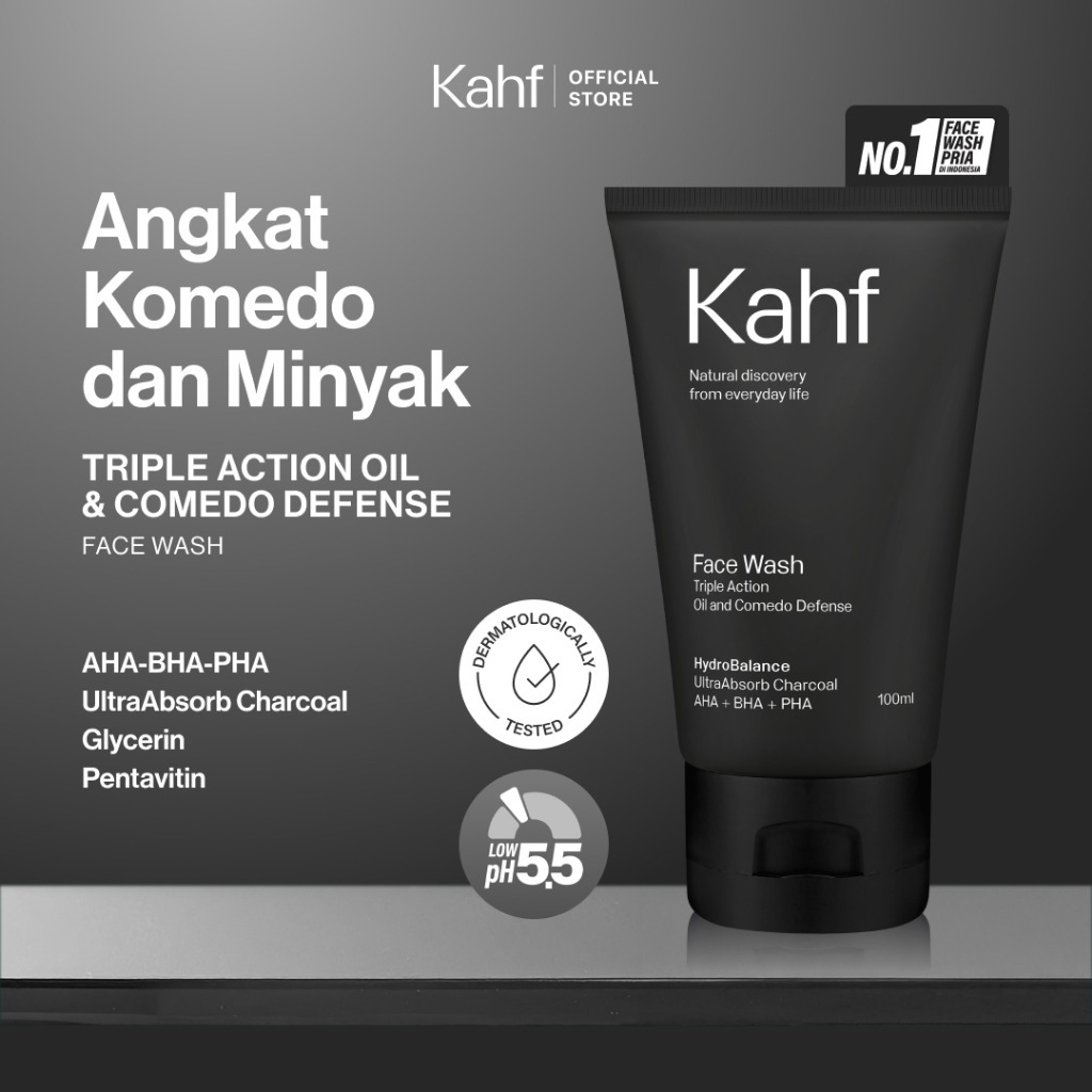 (ORIGINAL) Kahf Face Wash Triple Action Oil And Comedo Defense 100 mL - Face Wash Anti Minyak Komedo