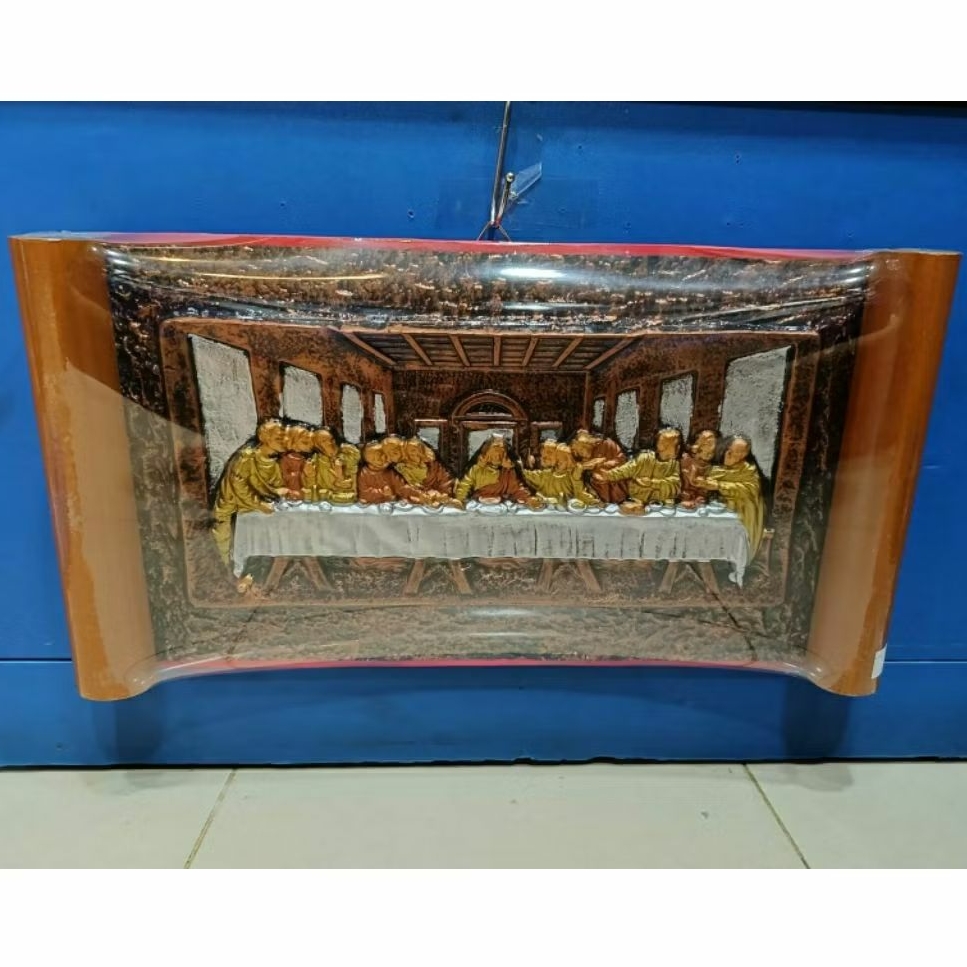 Gambar Perjamuan kudus timbul/poster perjamuan kudus murah/Hiasan dinding Rohani Kayu