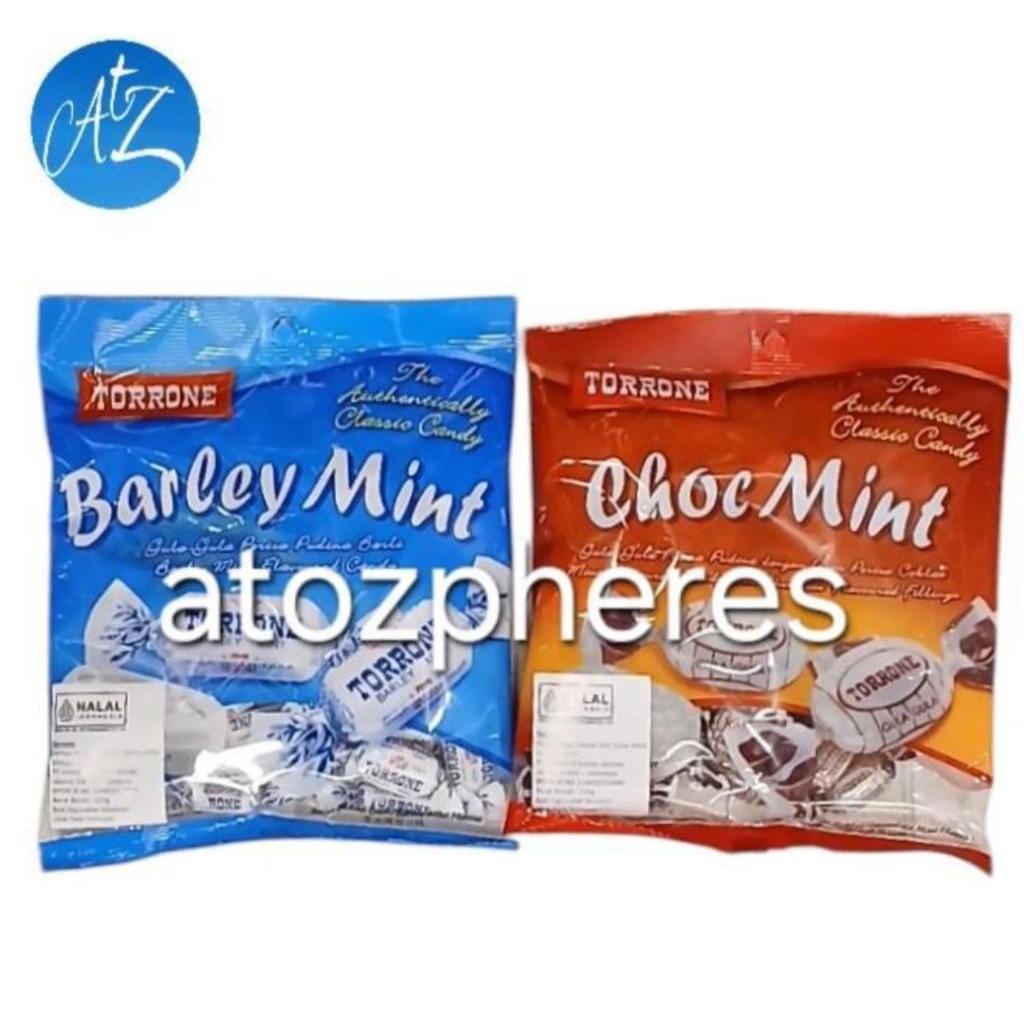 

Permen rasa cokelat coklat pudina halal MUI TORRONE Barley Choc Mint The Authentically Classic Candy kemasan bag 150g