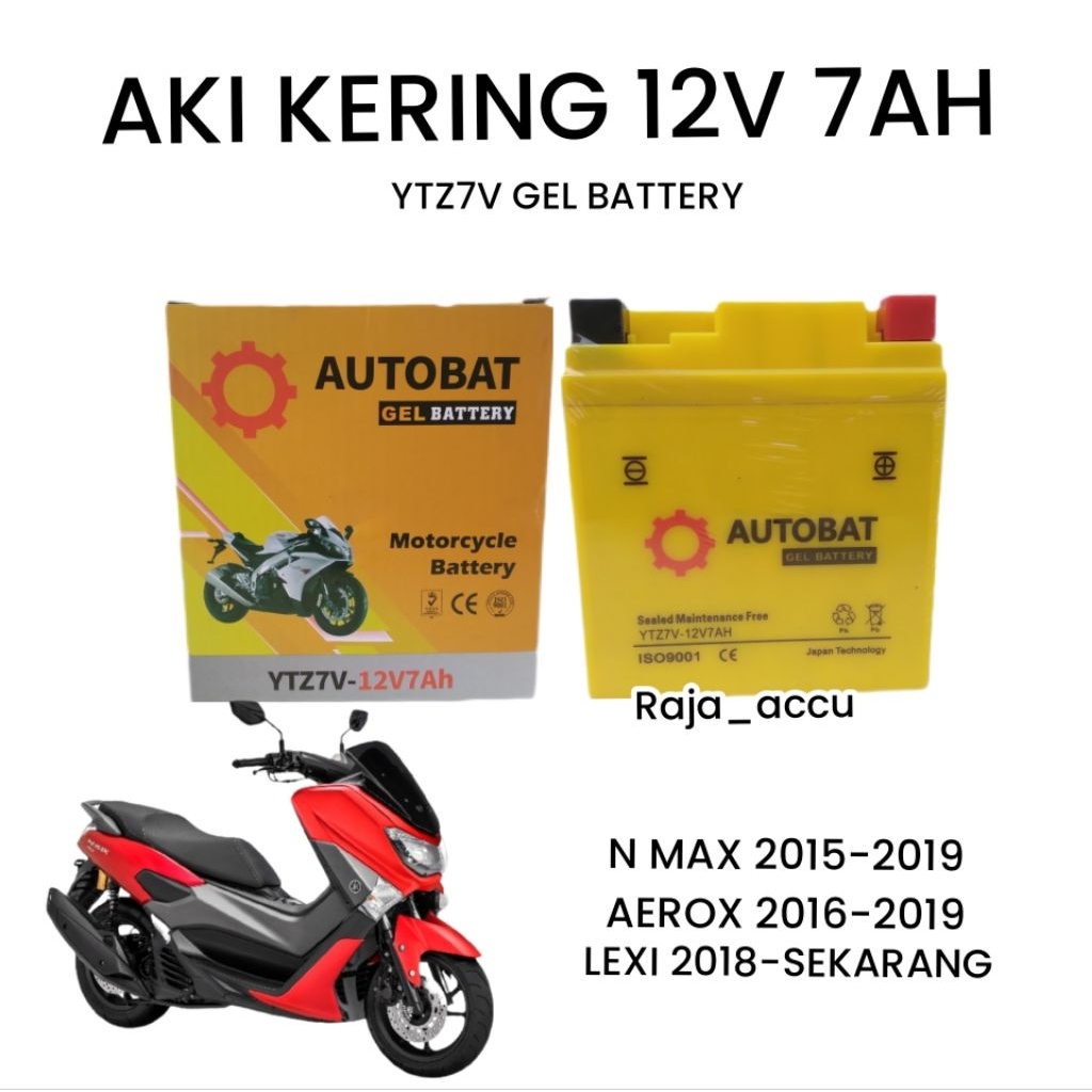 AKI MOTOR N MAX, LEXI, AEROX, AUTOBAT  YTZ7V, AKI KERING 12V 7AH