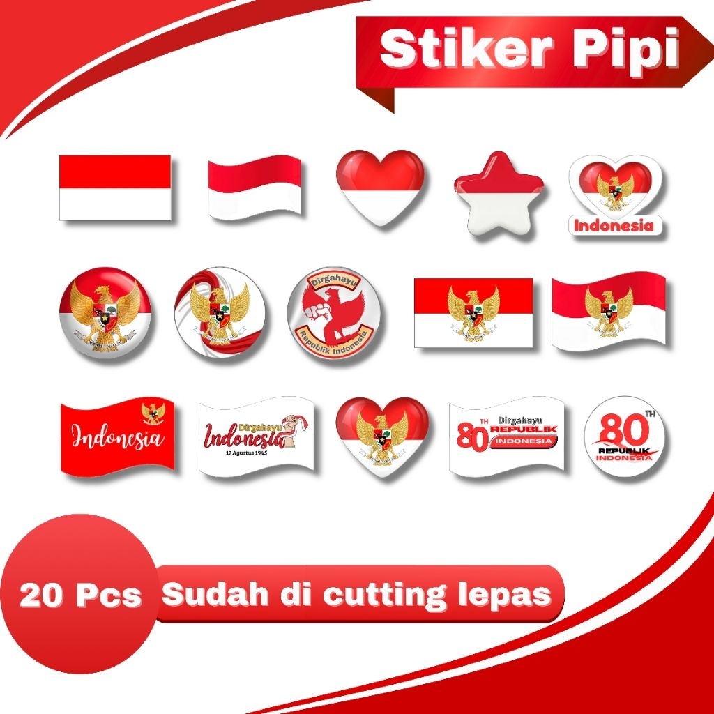 

Stiker Pipi Bendera Merah Putih Isi 20 Pcs