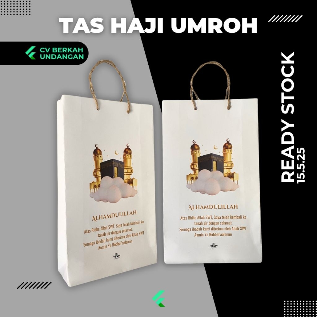 

Paperbag Wadah Souvenir Haji Umroh Murah Estetik Ready Uk 15X5X25