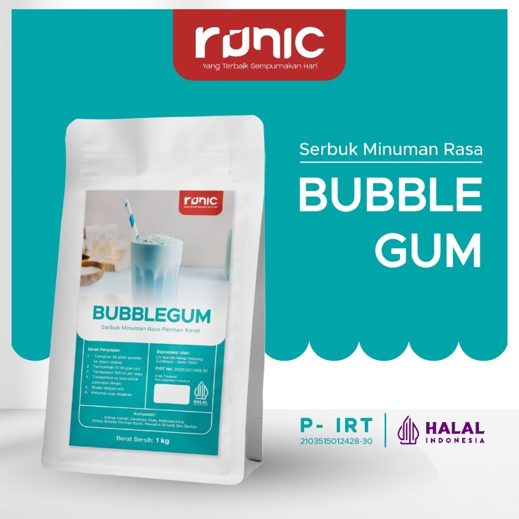 

BUBBLE GUM Bubuk Minuman RUNIC 1kg - Powder Drink I Rasa Premium