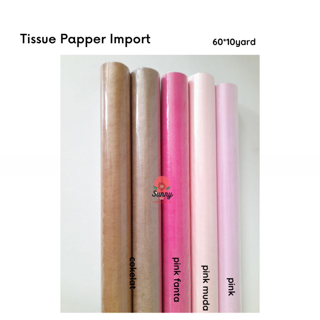 

Tissue Papper Import 60*10yard/ Kertas Bunga / Kertas Wrap / Kertas Bunga Lembaran