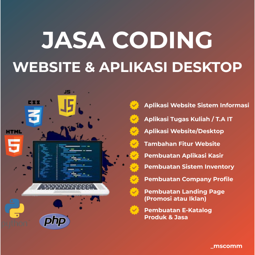Jasa Coding Pembuatan Website dan Aplikasi Dekstop