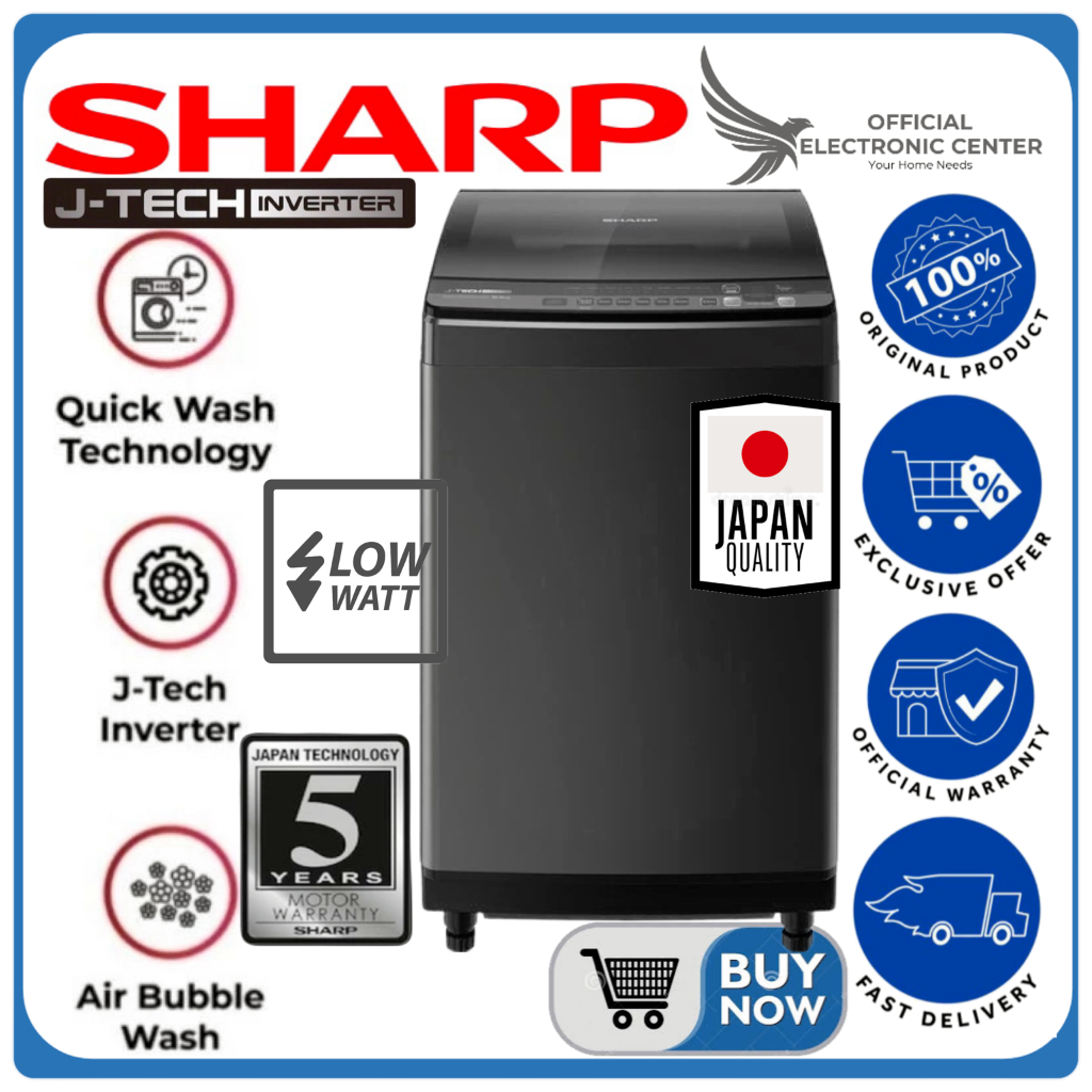 SHARP MESIN CUCI ES-M1050XT ESM1050XT ES M1050XT INVERTER 10.5KG TOP LOADING SHARP MESIN CUCI 10.5KG
