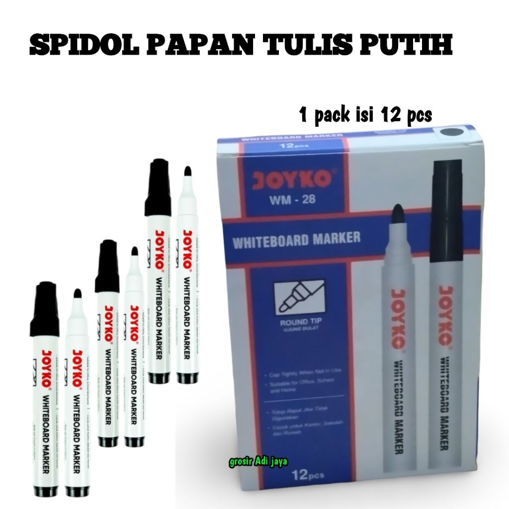

spidol papan tulis putih merek JOYKO WM28 1 pack isi 12 pcs