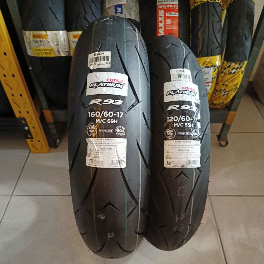 Paket Ban Corsa Platinum R93 120/60 & 160/60  ring 17 Tubeless