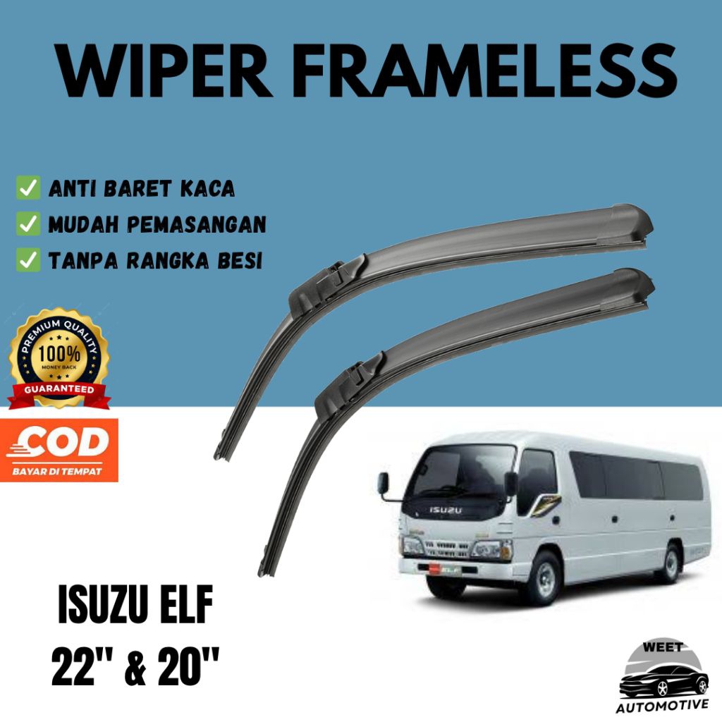 Wiper Frameless Full Karet Depan Isuzu ELF Mini Bus