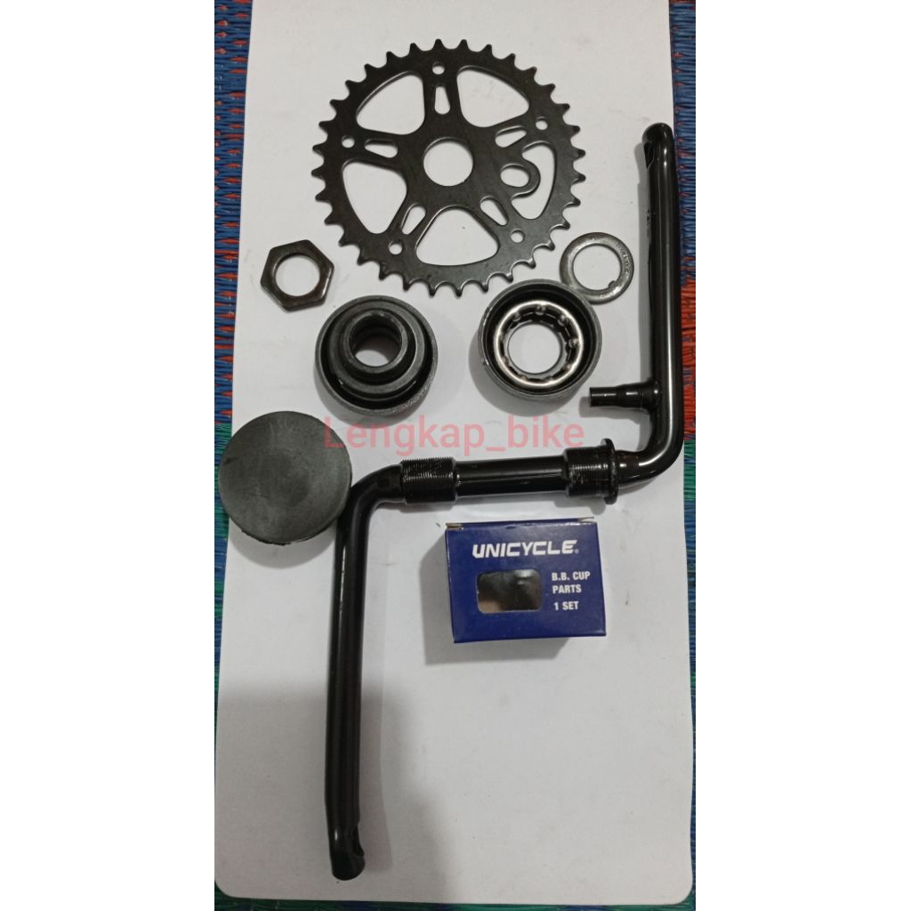 Crank Set Komplit Tengah Sepeda BMX 32t   20 inch  Gir / Gear Piringan Tengah Sepeda Komplit Set as 