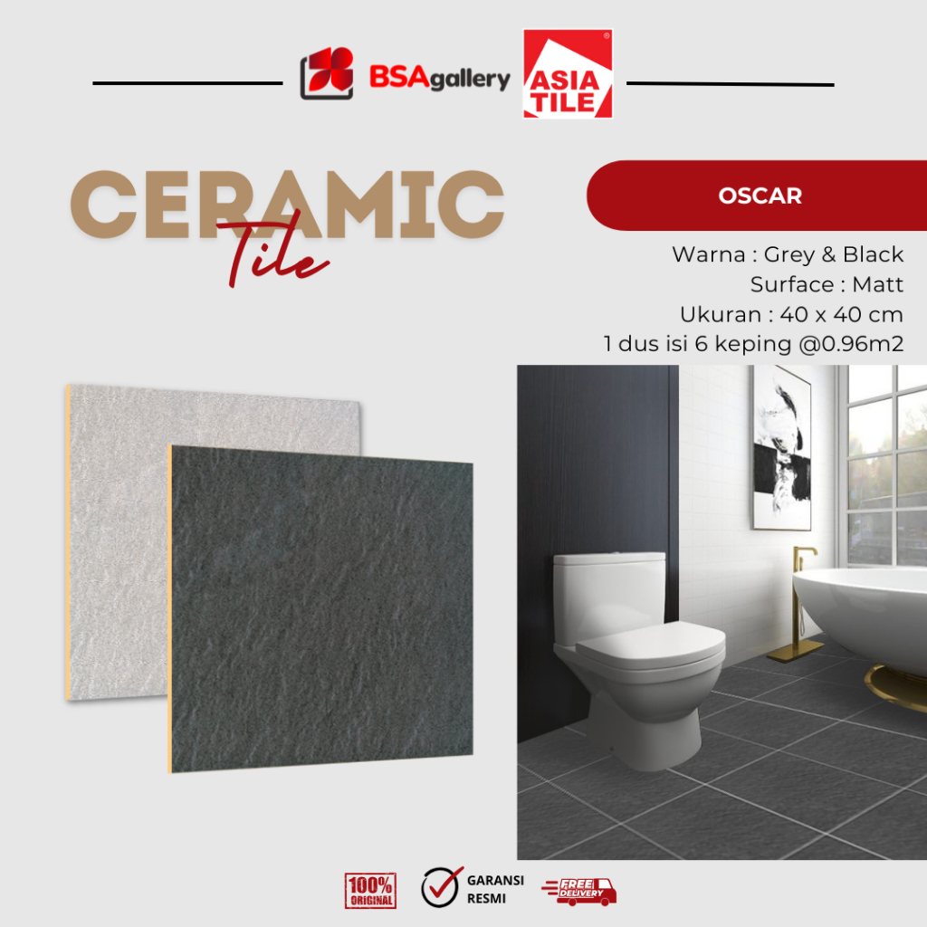 KERAMIK LANTAI ASIA TILE OSCAR 40X40 TEKSTUR MATT/KASAR