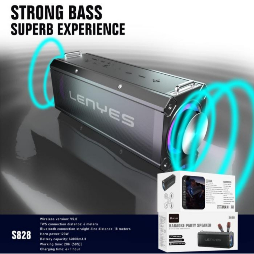 LENYES S828 120W Portable KTV Wireless Speaker + Microphone