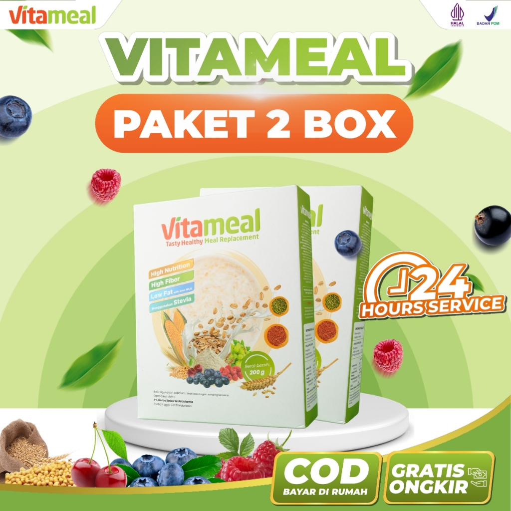 

VITAMEAL 2 BOX Sereal Tinggi serat Mencehagah gerd dan Asam lambung - Paket 2 Box