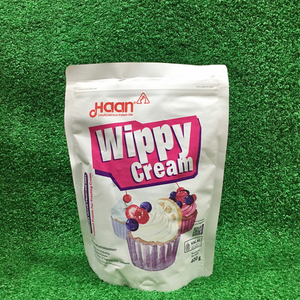 

Haan Wippy Cream Instant Premiks Frosting Krim Instant Premix For Frosting Cream 400gr Lokal HALAL