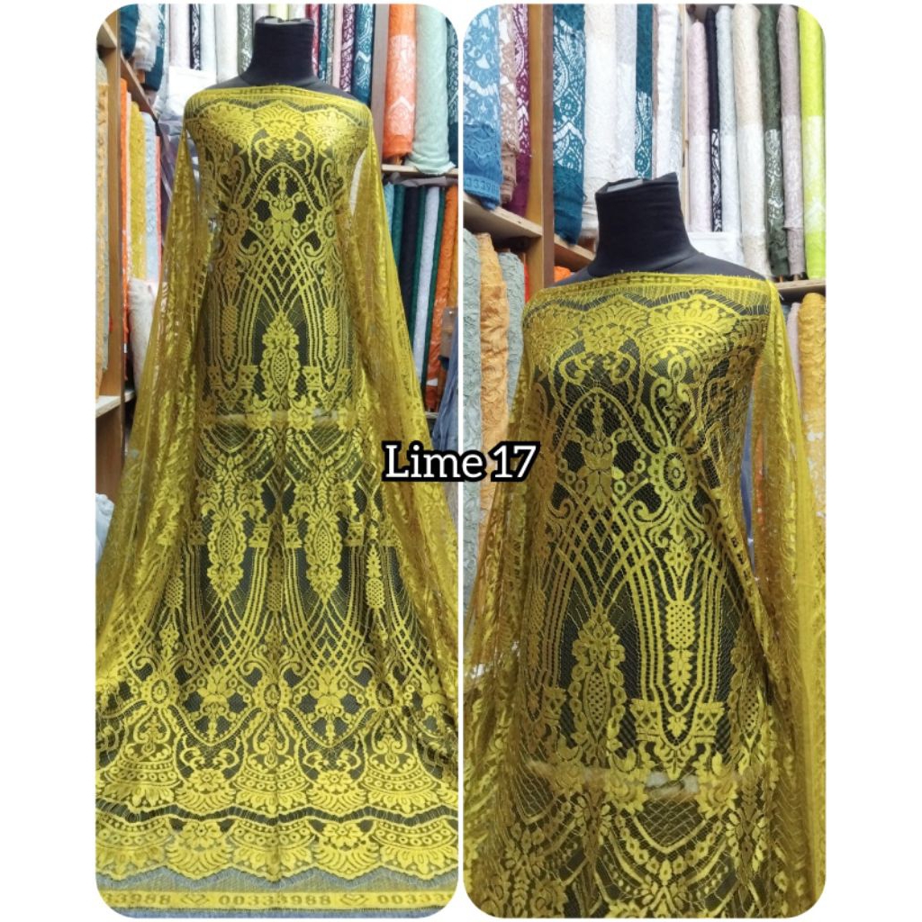 (COD)... Kain brokat bakal kebaya semi prancis Metalik bahan kebaya gllosi
