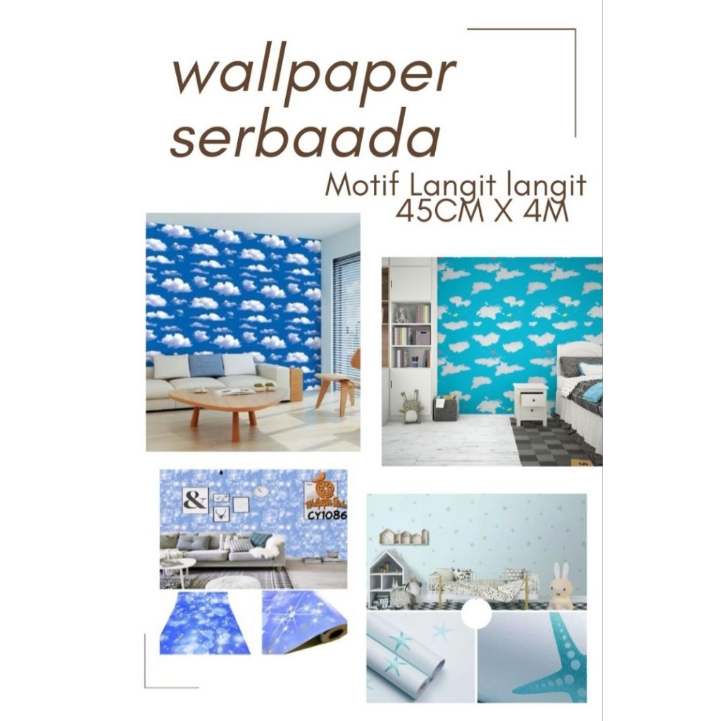 Wallpaper Dekorasi Dinding Kamar Tidur Motif Awan Langit Wallstiker Dekorasi Dinding Kamar Tidur Mot