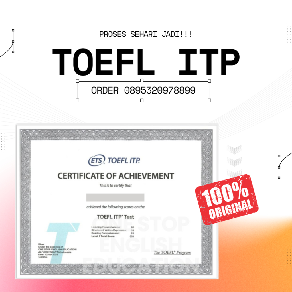

SERTIF TOEFL ITP ORIGINAL