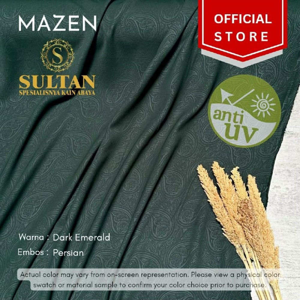 Kain abaya Sultan Mazen Warna Dark Emerald Embos Batik Songket, Persian, Pandan dan Maze Puzzle 50 c