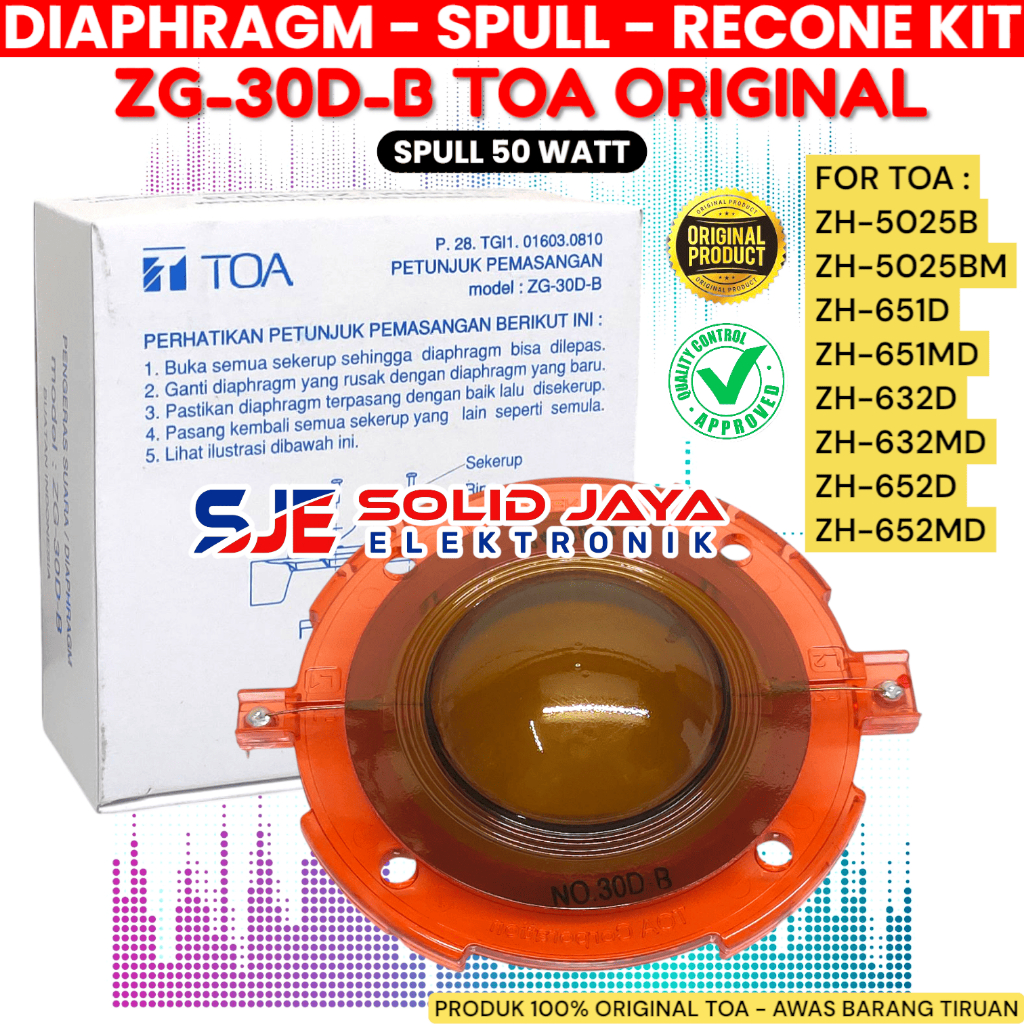 DIAPHRAGM SPUL TOA ZG-30D-B 50W 25W SPULL TOA ZG30DB 50 W FOR CORONG SPEAKER ZH-5025B ZH-5052BM ZH-6
