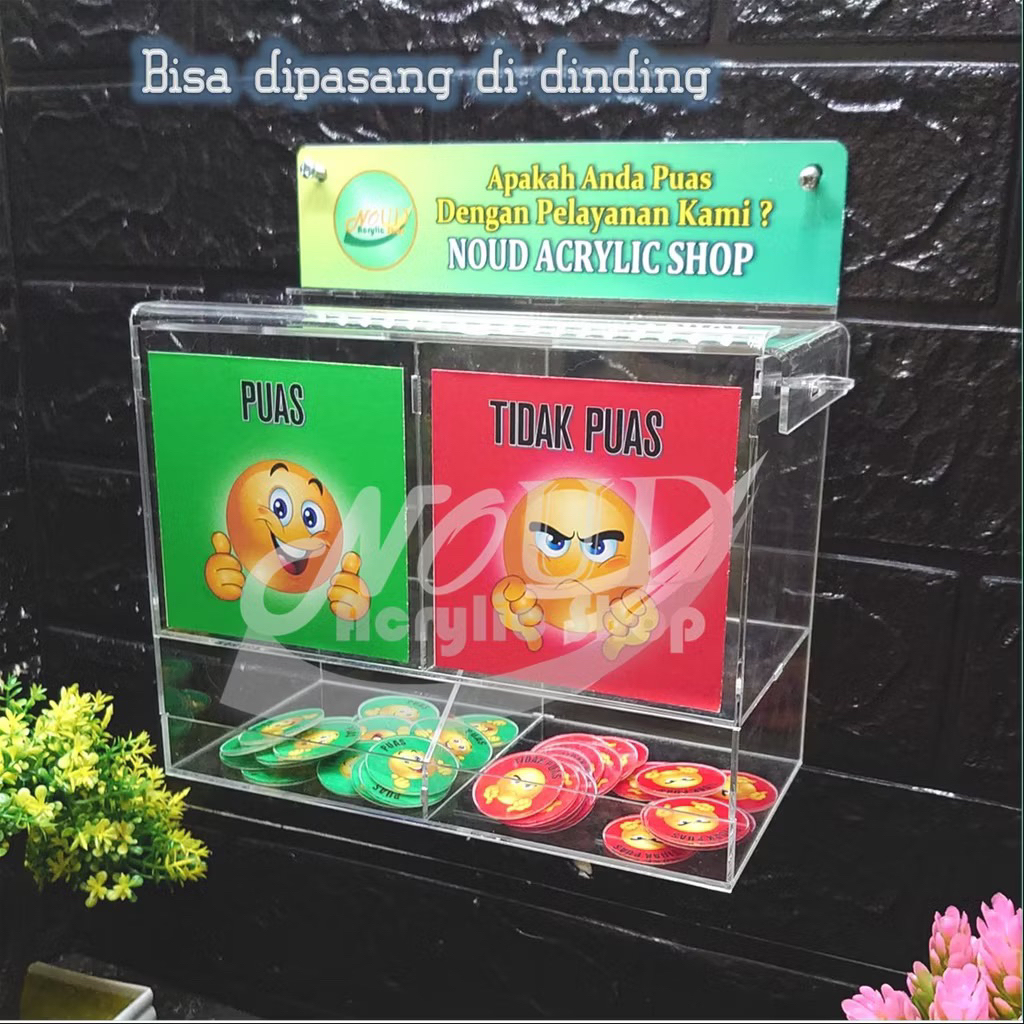 

Kotak Saran Akrilik Kotak Kepuasan Acrylic 2 Kotak Puas dan Tidak Puas