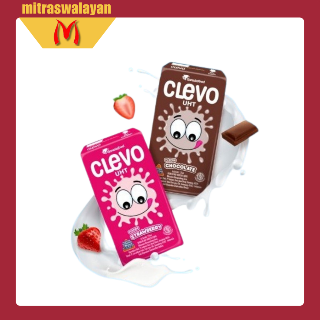 

CLEVO Susu UHT Rasa Cokelat & Strawberry Kemasan Kotak 115 ml