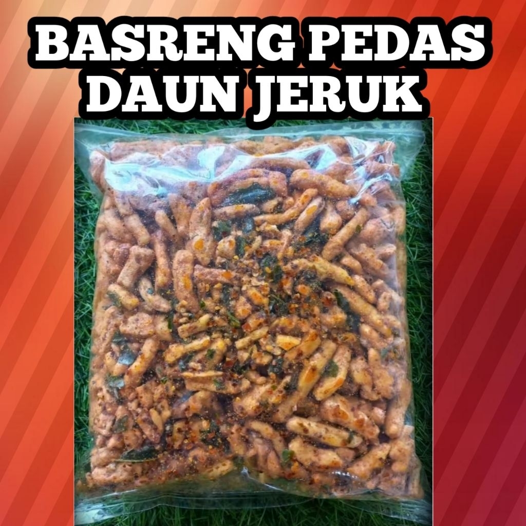 

basreng pedas daun jeruk, renyah dan krispi,bisa buat cemilan, atau di makan dengan nasi
