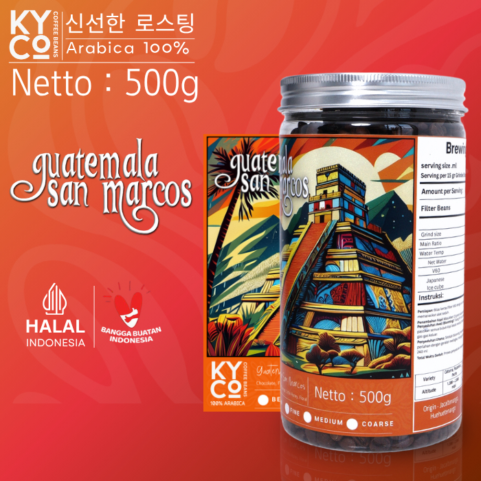 

Biji Kopi Arabika Guatemala San Marcos 500 gram - Impor Beans Grade 1 | Roast Beans | Brewing | Medium Roast | Fillter | Blend Kopi | Kiyowo Coffee Roastery
