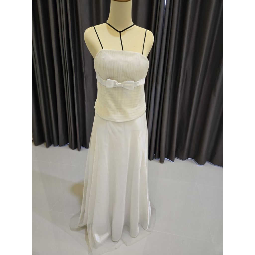 dress pesta long dress putih