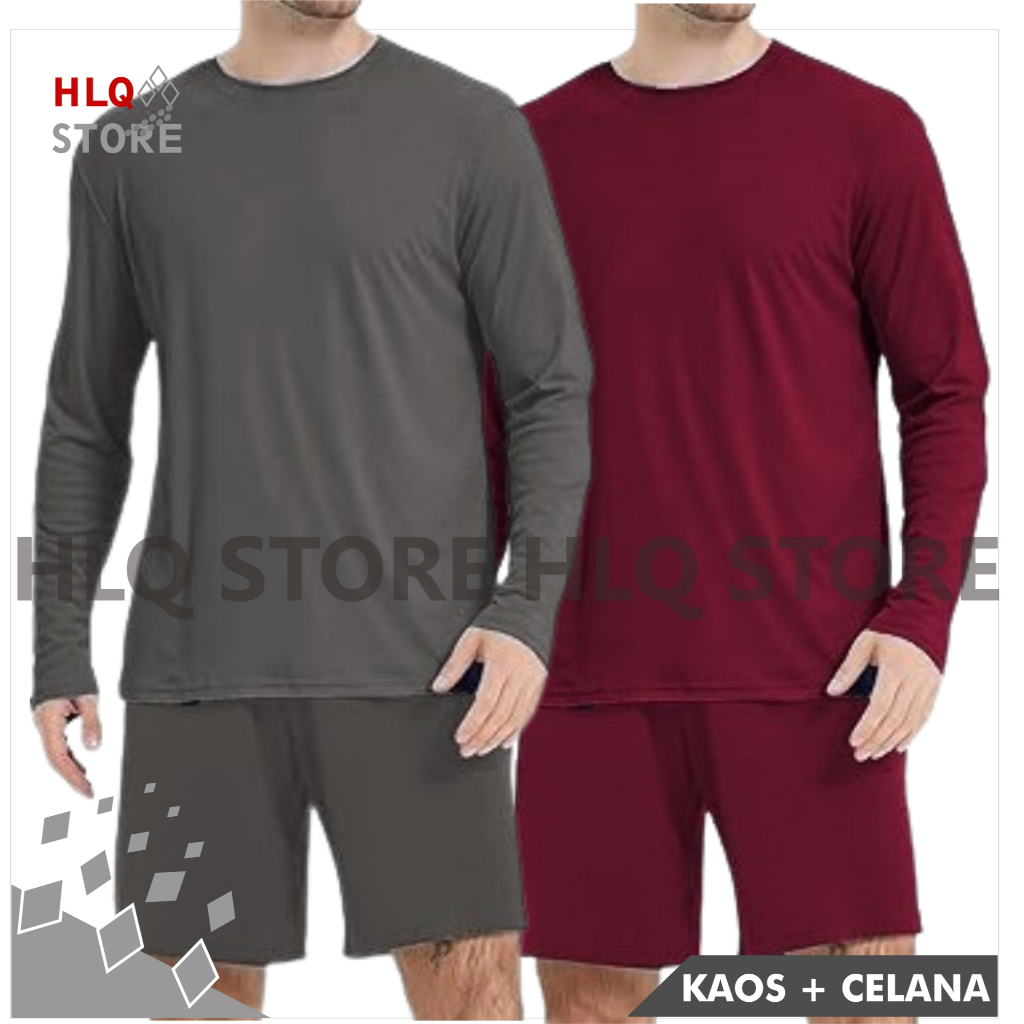 Setelan Kaos Olahraga Pria Wanita Dewasa Lengan Panjang Dry Fit Drifit Jersey Celana 1 Set Sport 0PL