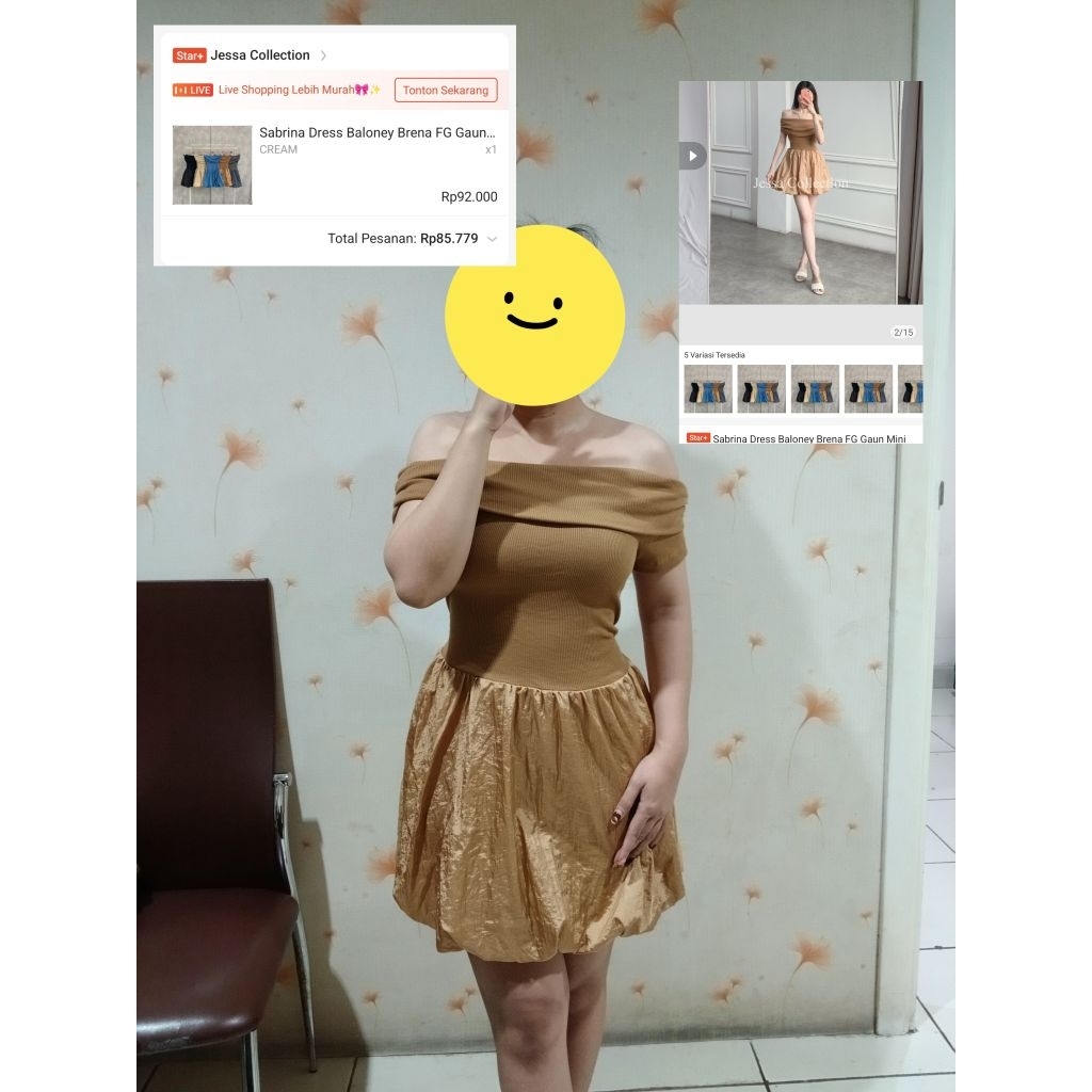 sabrina dress balon pendek