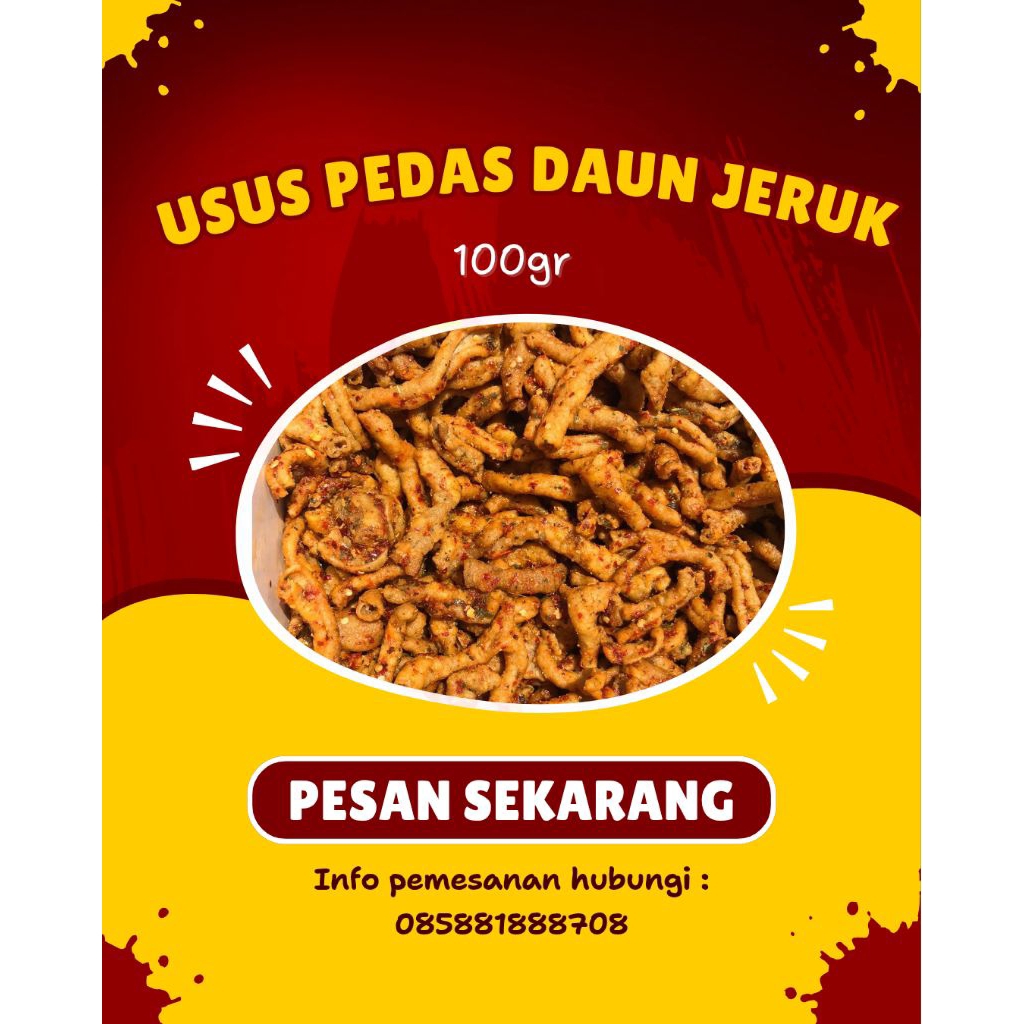 

usus crispy pedas daun jeruk kemasan 100gr