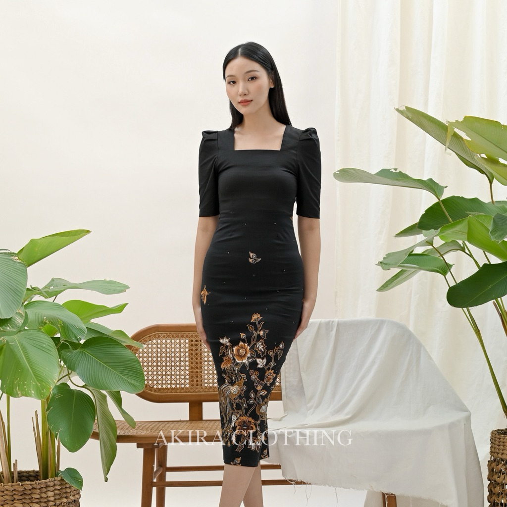 Dress Batik Wanita Modern Nova - Batik Couple - Batik Seragam - Unik - Dress Batik - Batik Seragam -