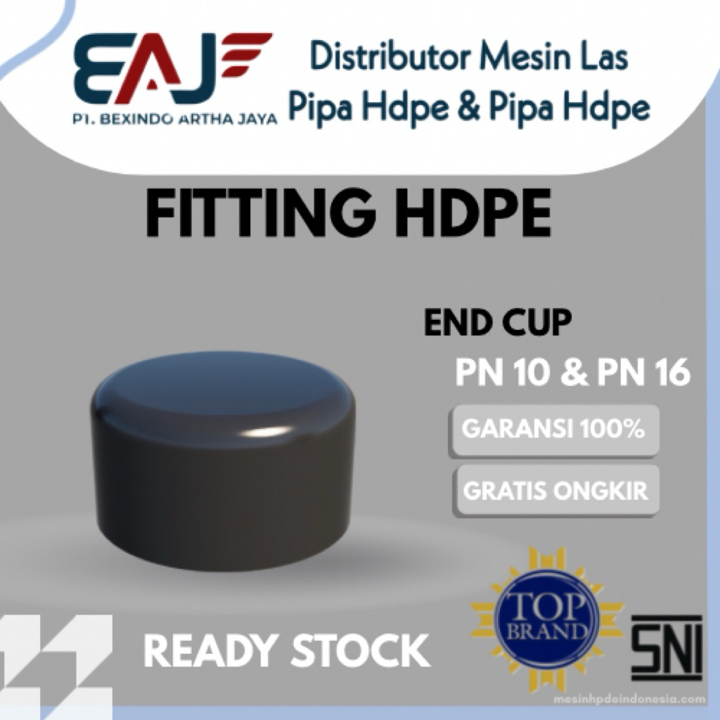 End Cap Pipa Hdpe Ukuran 16 Inch 400 mm PN 10 | End Cap Fitting Pipa Hdpe |  Distributor Resmi