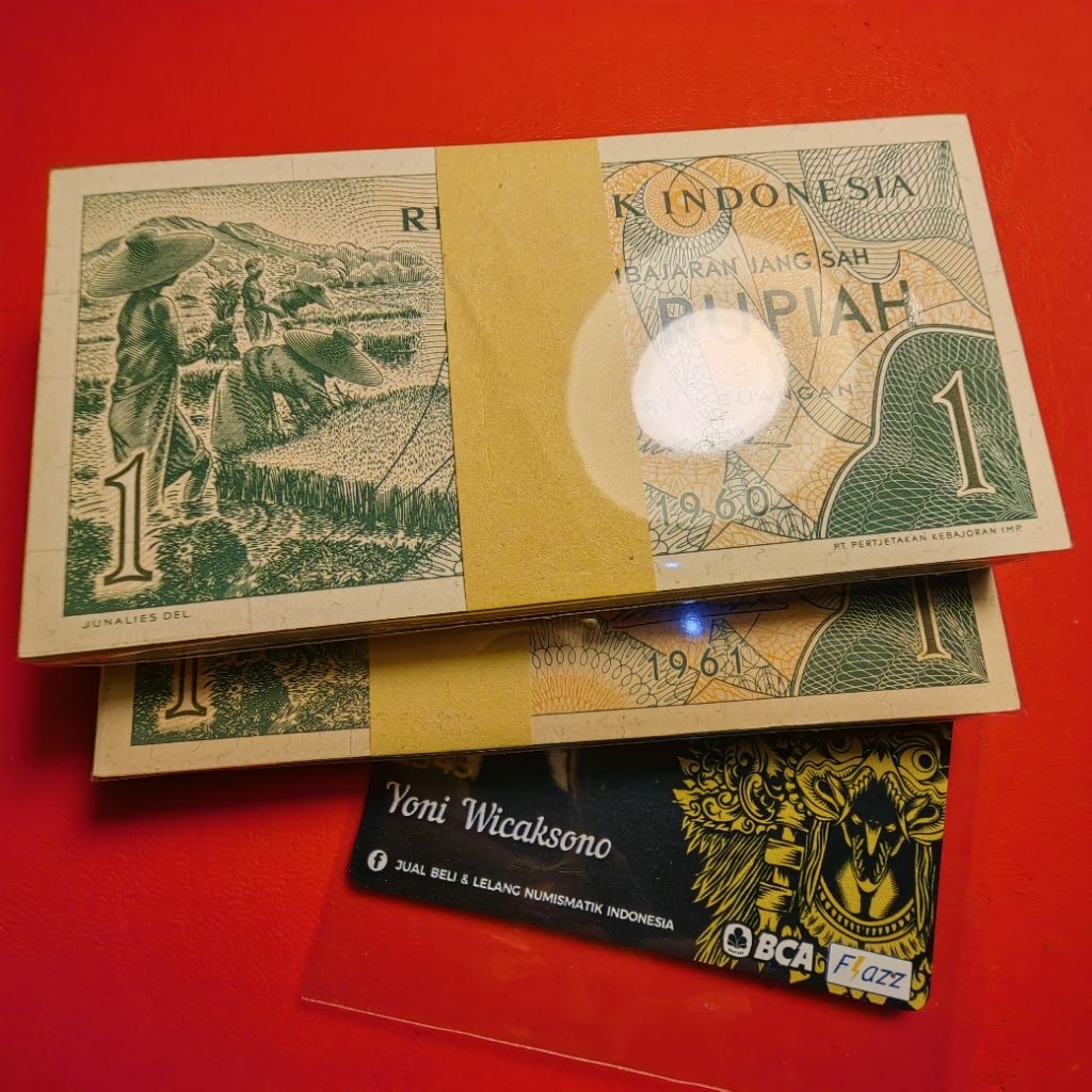 kertas kuno 1 rupiah 1961 1960 mahar GRESS asli