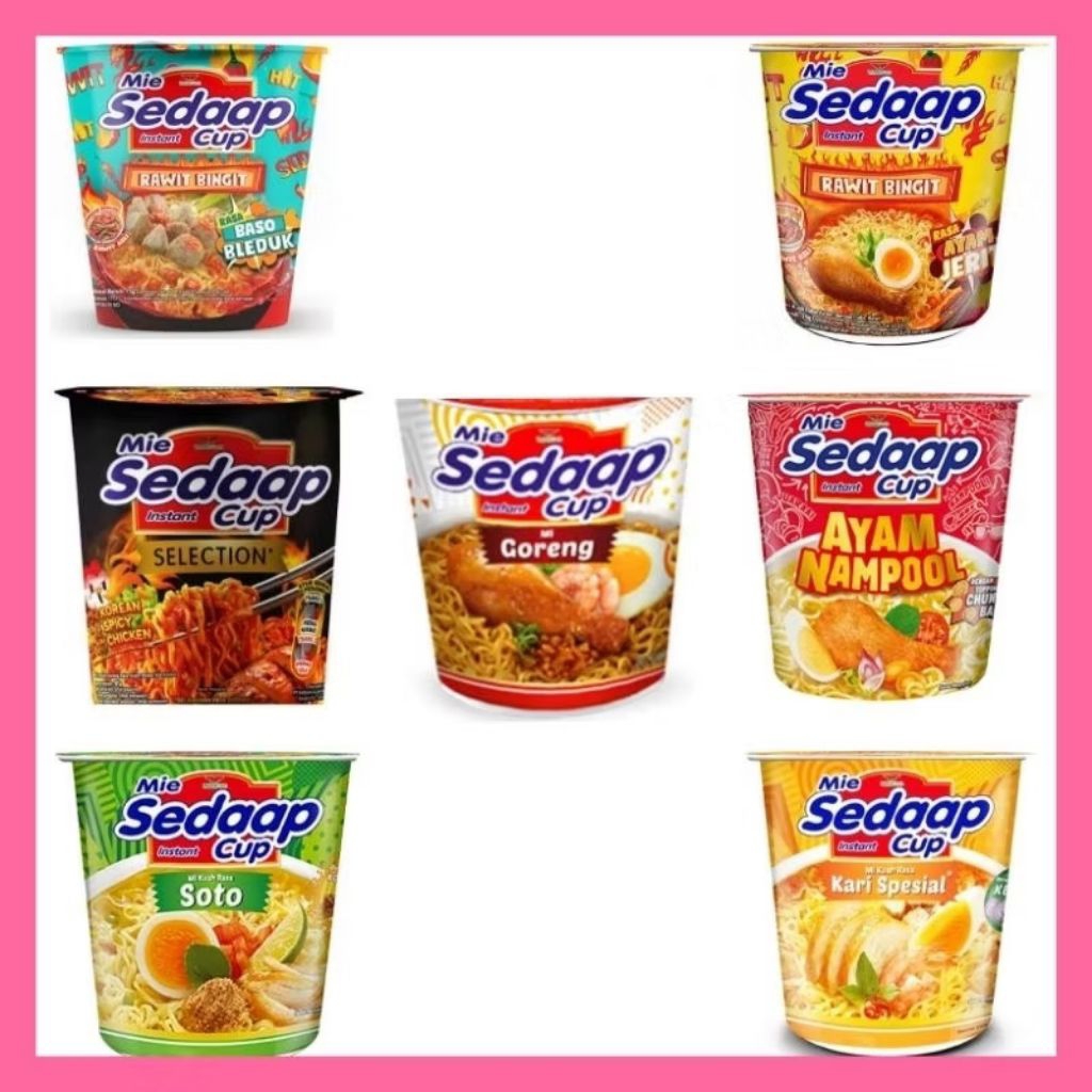 

mie sedaaap cup instan rawit bingit goreng soto kari Korean spicy baso ayam jerit 75gr