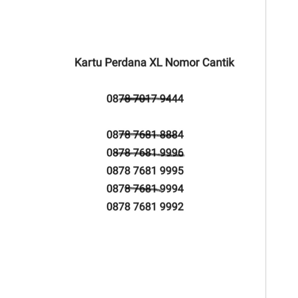 Kartu Perdana XL Nomor Cantik Triple