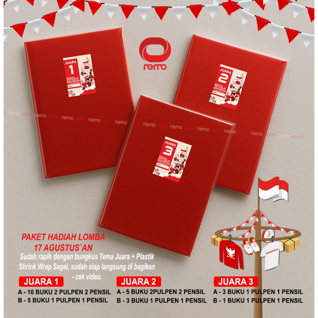 

Paket Hadiah Lomba 17 Agustus - BUKU DAN ALAT TULIS ANAK - MERAH