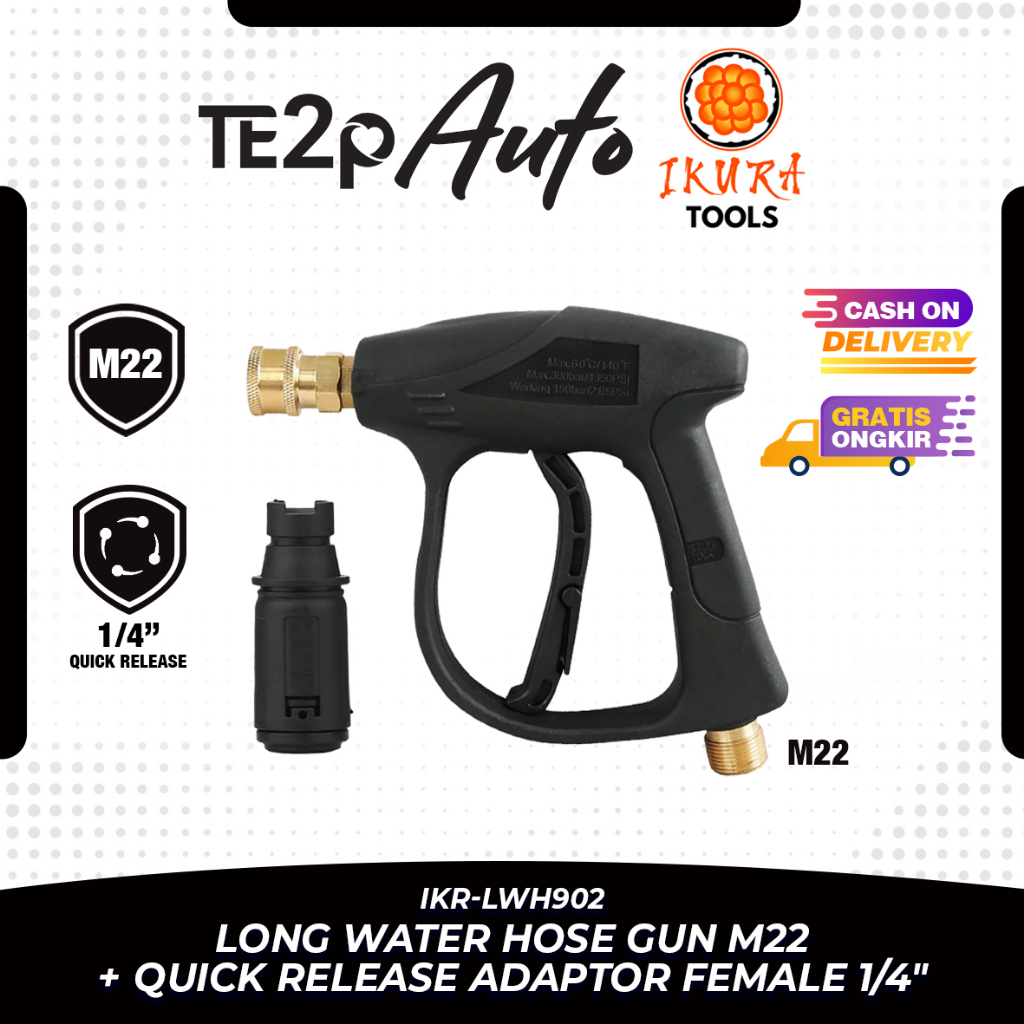 Ikura Tools Gun Tembakan M22 & M14 QRJ Adapter 1/4" Mesin Betekanan Tinggi Penyemprot Mobil Motor