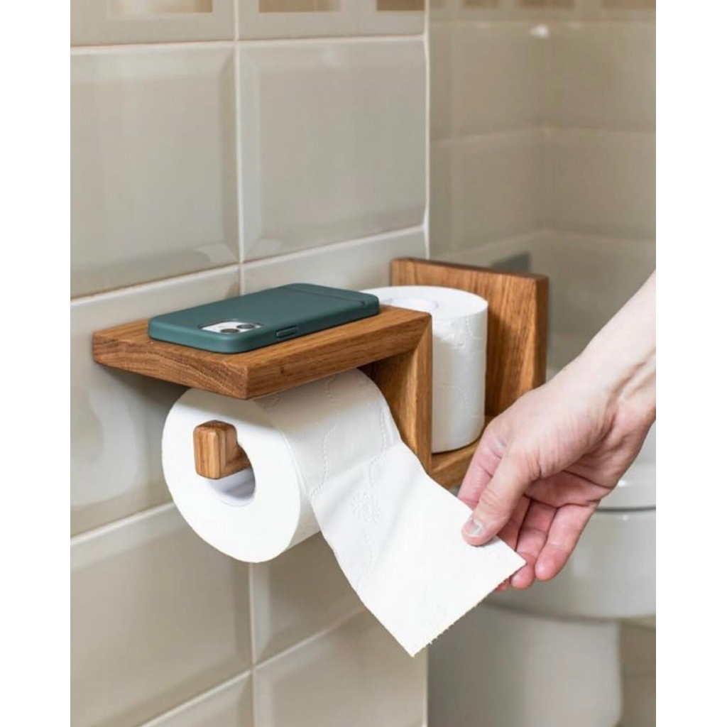 tempat tisu gulung / tisu roll kayu murah estetik