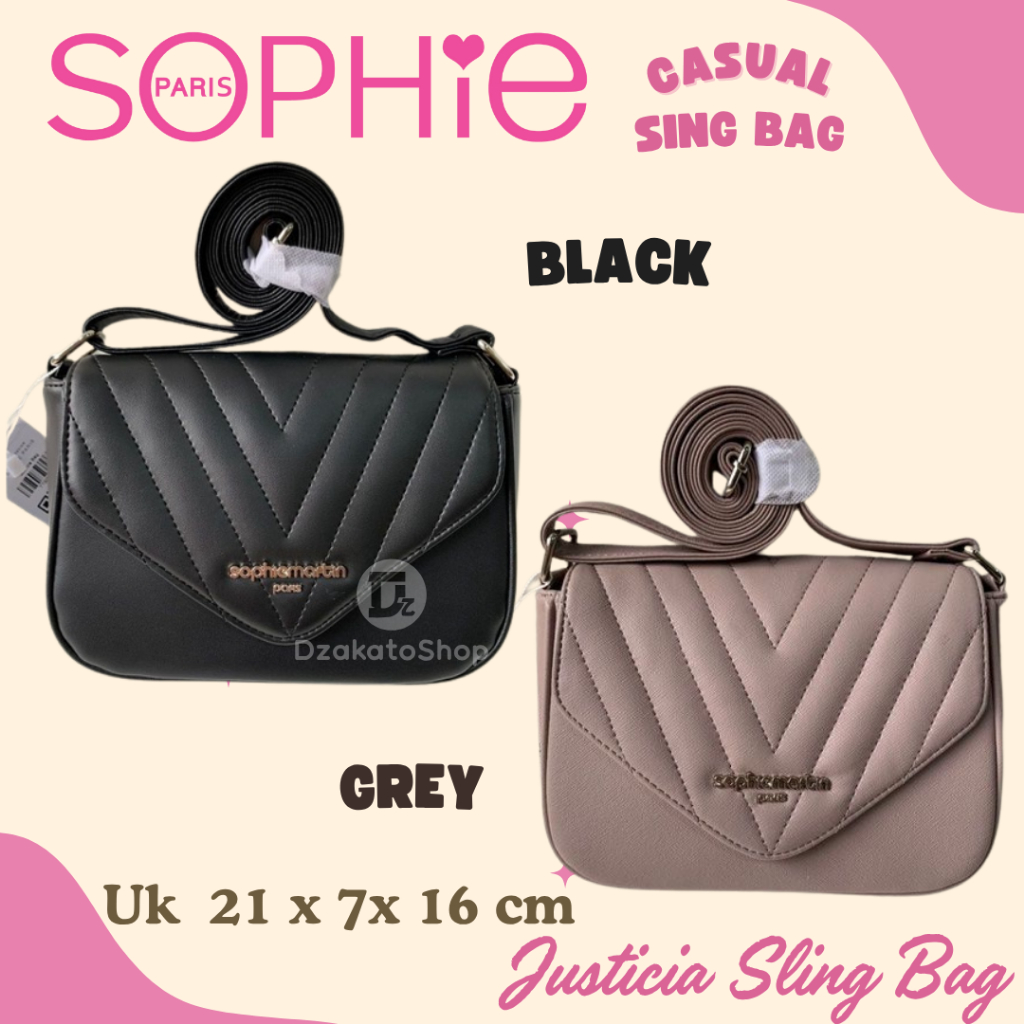 Sophie Martin Paris Tas Selempang Wanita Justicia Black dan Grey Casual Simple Terbaru 2025 Promo