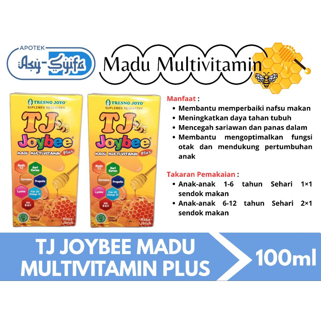 

TJ JOYBEE MADU MULTIVITAMIN PLUS ANAK RASA JERUK 100ml