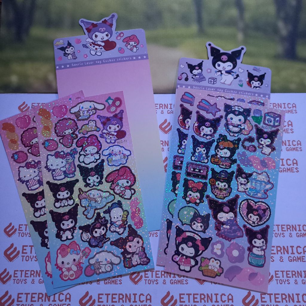 

Sticker Glitter Sanrio bahan premium tahan air (per 10 pack) stiker tempel, stiker karakter [Banjarmasin]