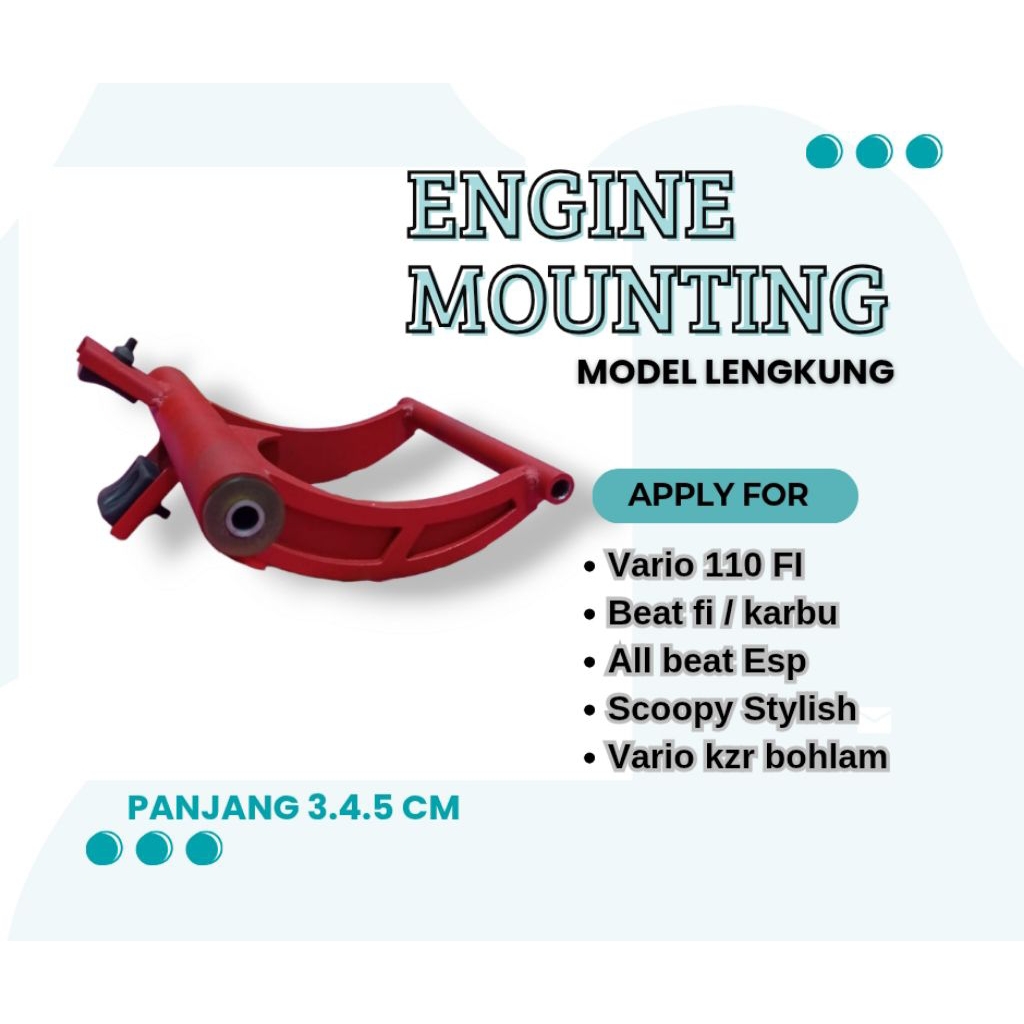 ENGINE MOUNTING CUSTOM PANJANG 3,4,5CM PNP VARIO KZR BEAT FI SCOOPY FI CENTER ANTI MLENGSE